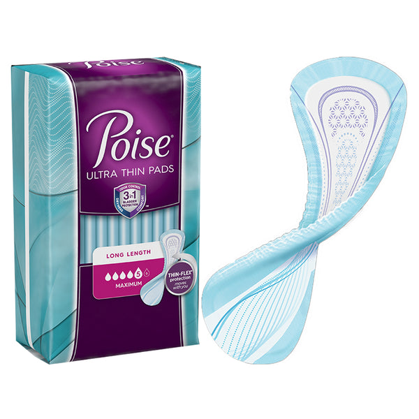 Poise Ultimate Absorbency Pads Long length 15.9 Inch (Pack of 27)