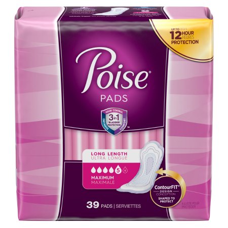 Poise Bladder Control Pad, 14.6 Inch Length Heavy Absorbency, Package of 39