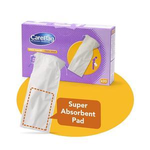 Carebag Men’s Urinal Bag with Super Absorbent Pad, Green-Friendly (Box of 20)